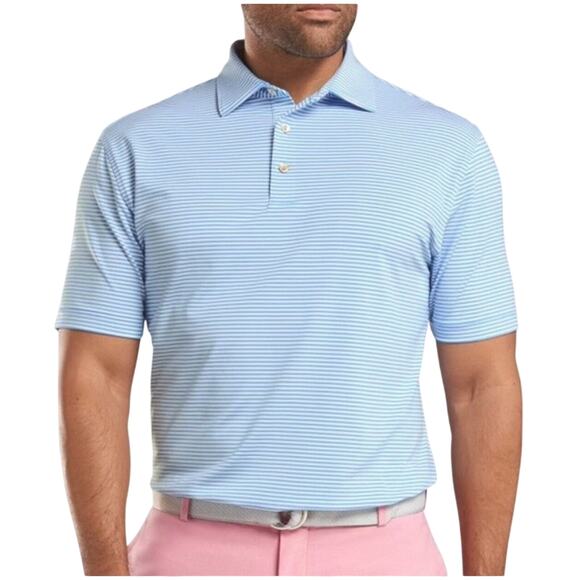 Peter Millar Other - Peter Millar Summer Comfort Cottage Blue / Black Competition Stripe Polo Size XL